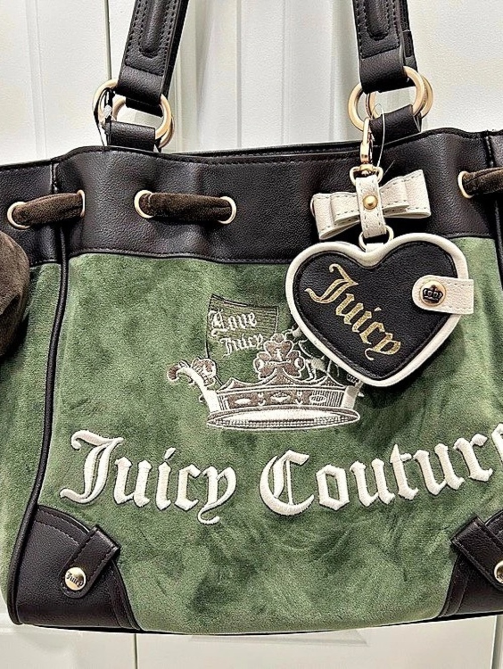 Juicy Couture Crown Tote Green & Brown NWT